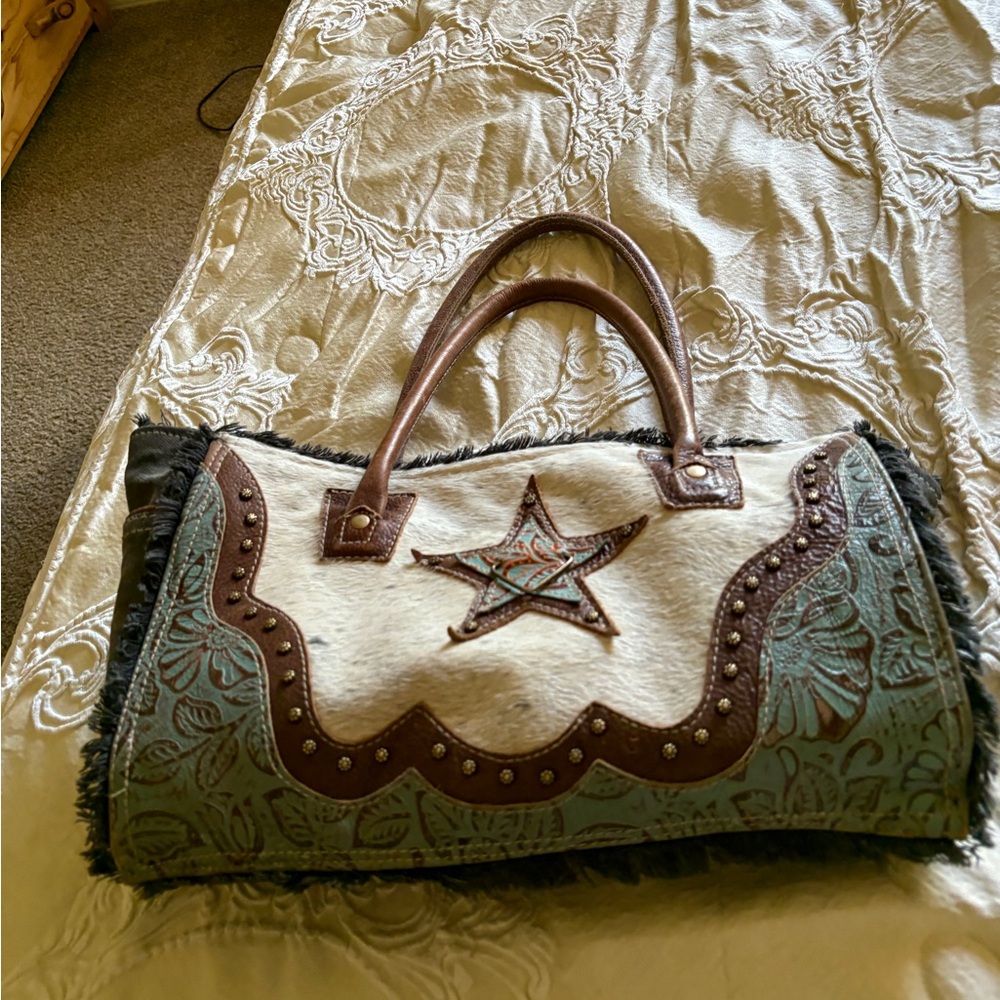 Myra Bag Western Brown and Cream Tote
